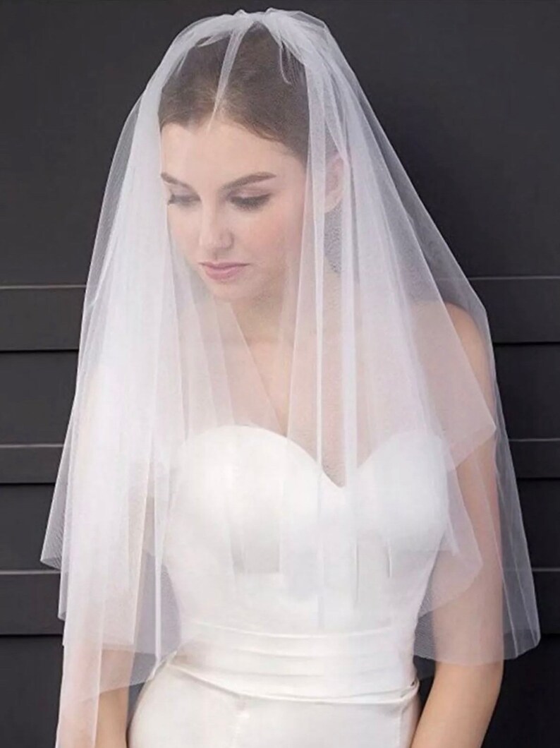 Wedding Bridal Veil Raw cut edge soft tulle veil with comb ivory white image 10