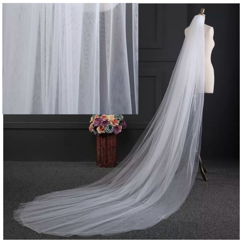 Wedding Bridal Veil Raw cut edge soft tulle veil with comb ivory white image 9