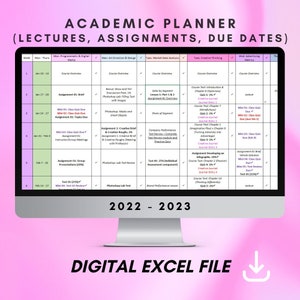 Semester Plan Template Academic Planner Excel Planner Etsy