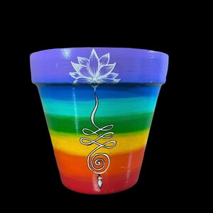 Chakras Color Pot With Hamsa, Unalome and Lotus Designs. - Etsy