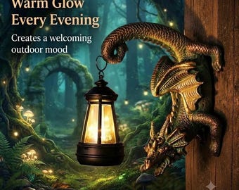 Solar Dragon Tree Hugger Statue Outdoor Wall Decor Fantasy Garden Lantern Waterproof Resin Gift