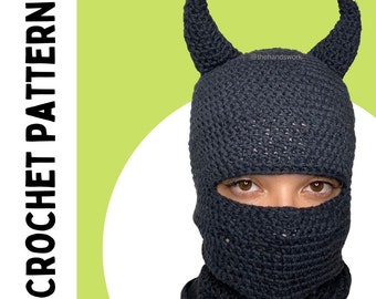 Crochet Balaclava Horn Ski Mask PDF PATTERN