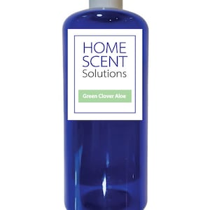 May include: A blue plastic bottle with a white label that reads "HOME SCENT Solutions" and "Green Clover Aloe".