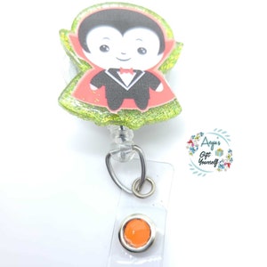 Dracula Badge Reel | Dracula ID Badge | Badge Reel Dracula | Halloween Badge Reel | Spooky Badge Reels | Gift for Nurse |Gift for Lunch Lady