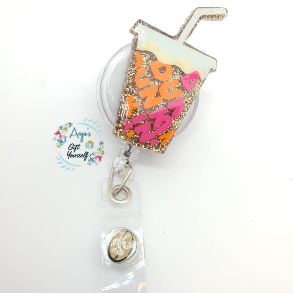 Coffee Badge Reel: Glitter Cold Coffee Lover Gift