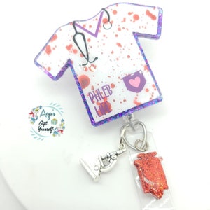 Phleb Badge Reel | Phlebotomist Badge Reel | Badge Reel | Badge Reel Phlebotomist | Syringe Badge Reel | Badge Reel Syringe | Blood ID Badge
