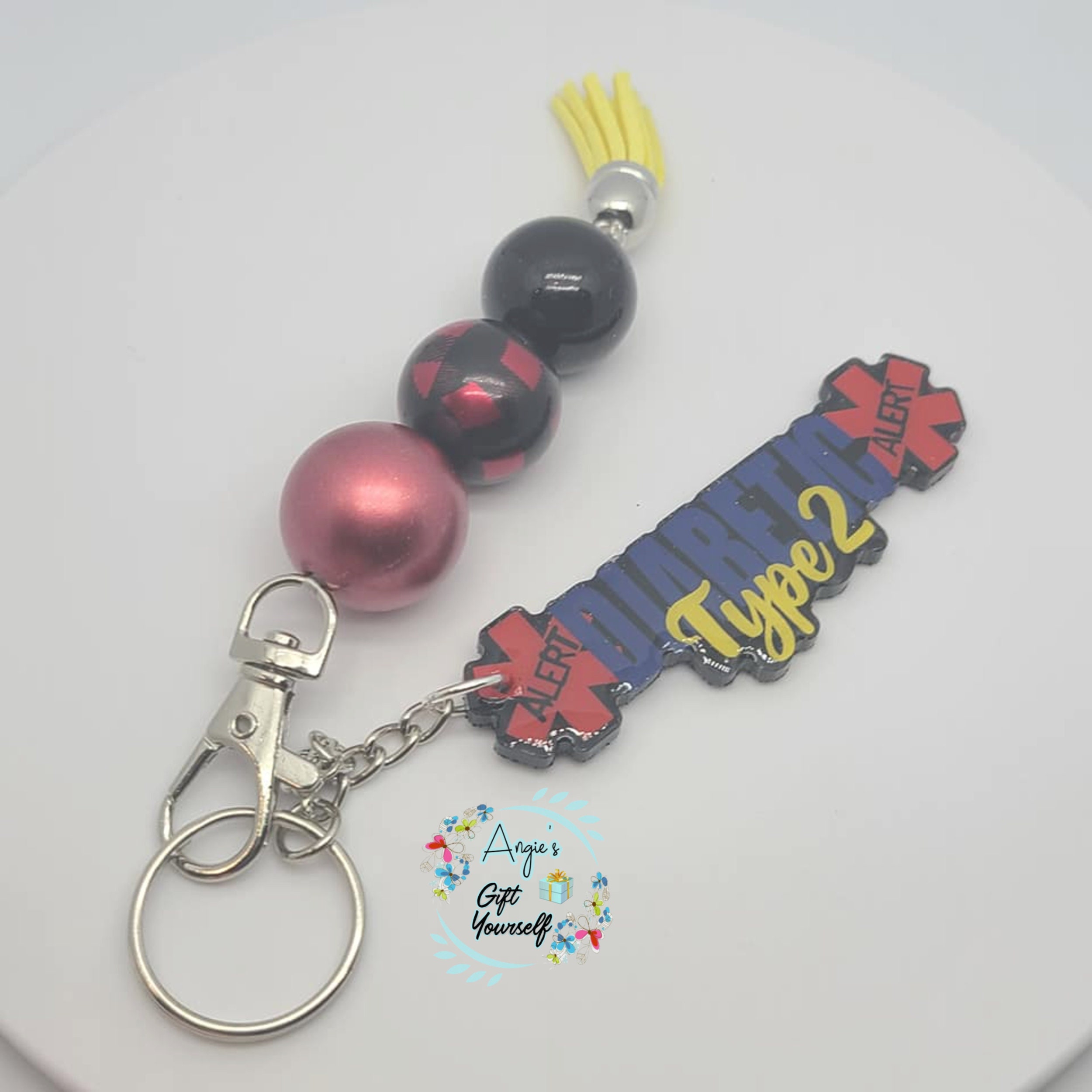 Diabetes Beaded Keychain Type 2 Diabetes Keychain Etsy