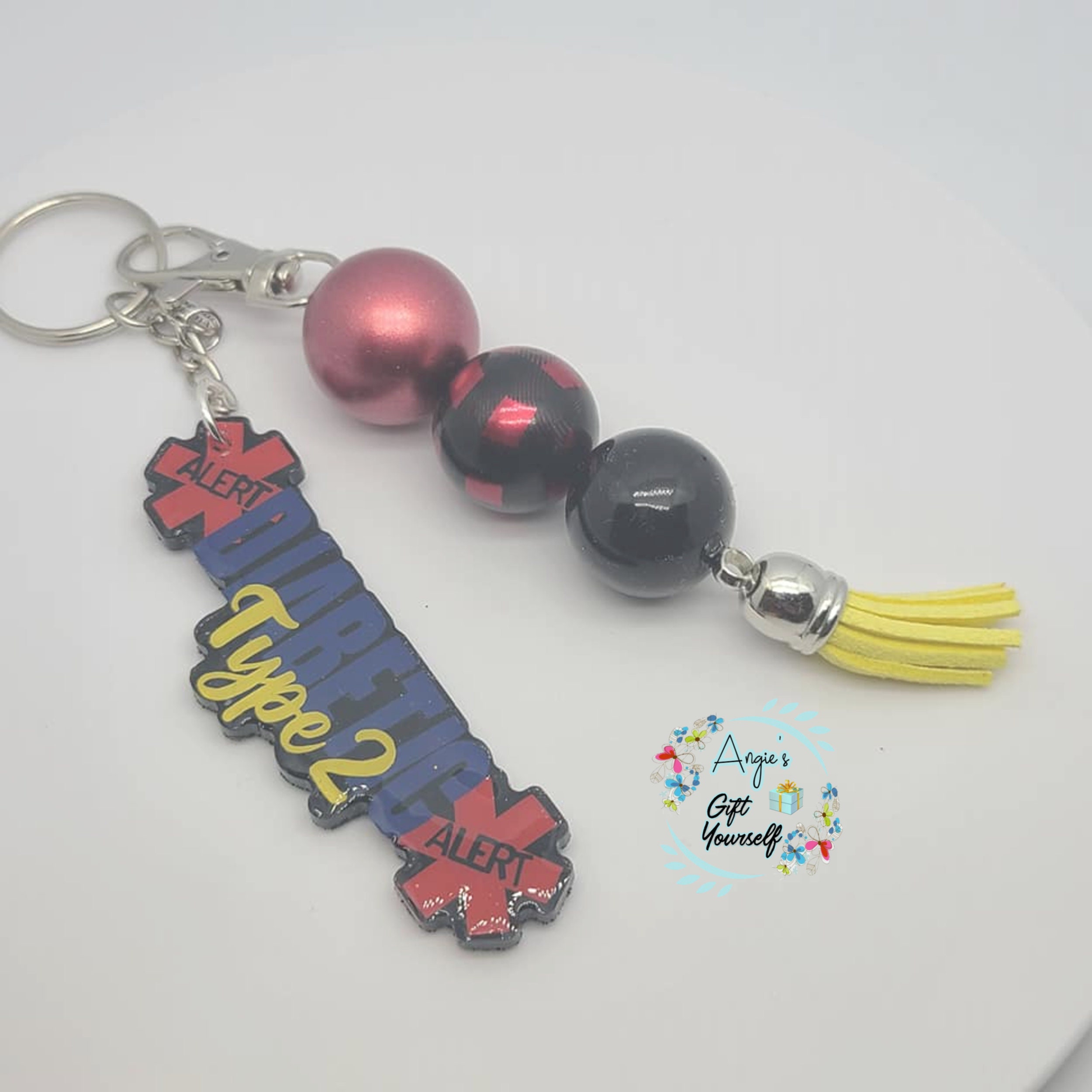 Diabetes Beaded Keychain Type 2 Diabetes Keychain Etsy