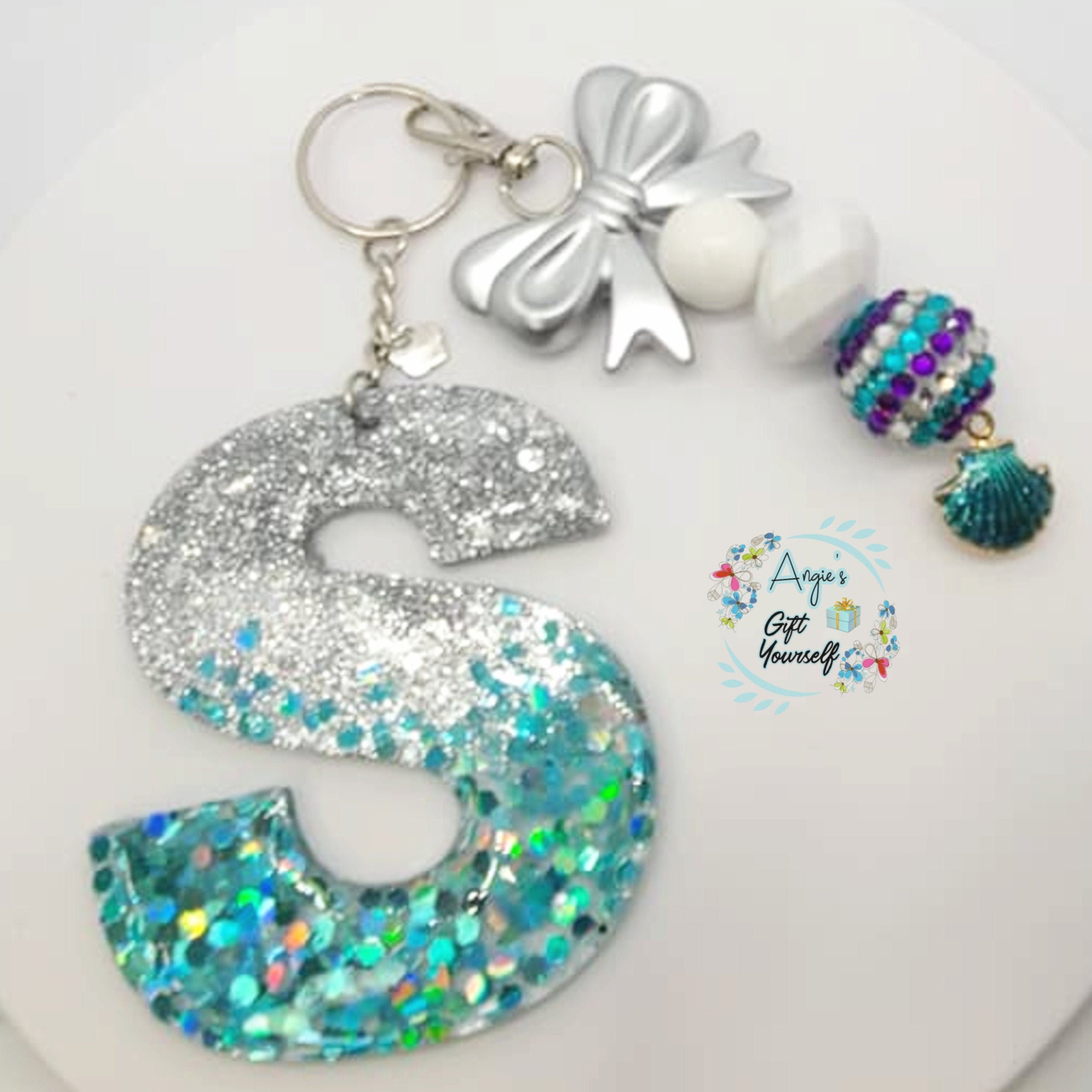 Letter S keychain Initial s Keychain beaded keychain S Etsy