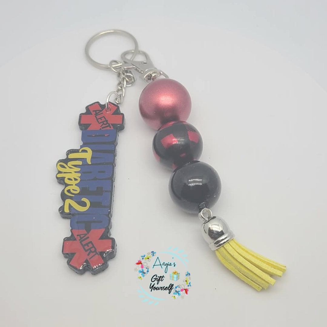 Diabetes Beaded Keychain Type 2 Diabetes Keychain Etsy