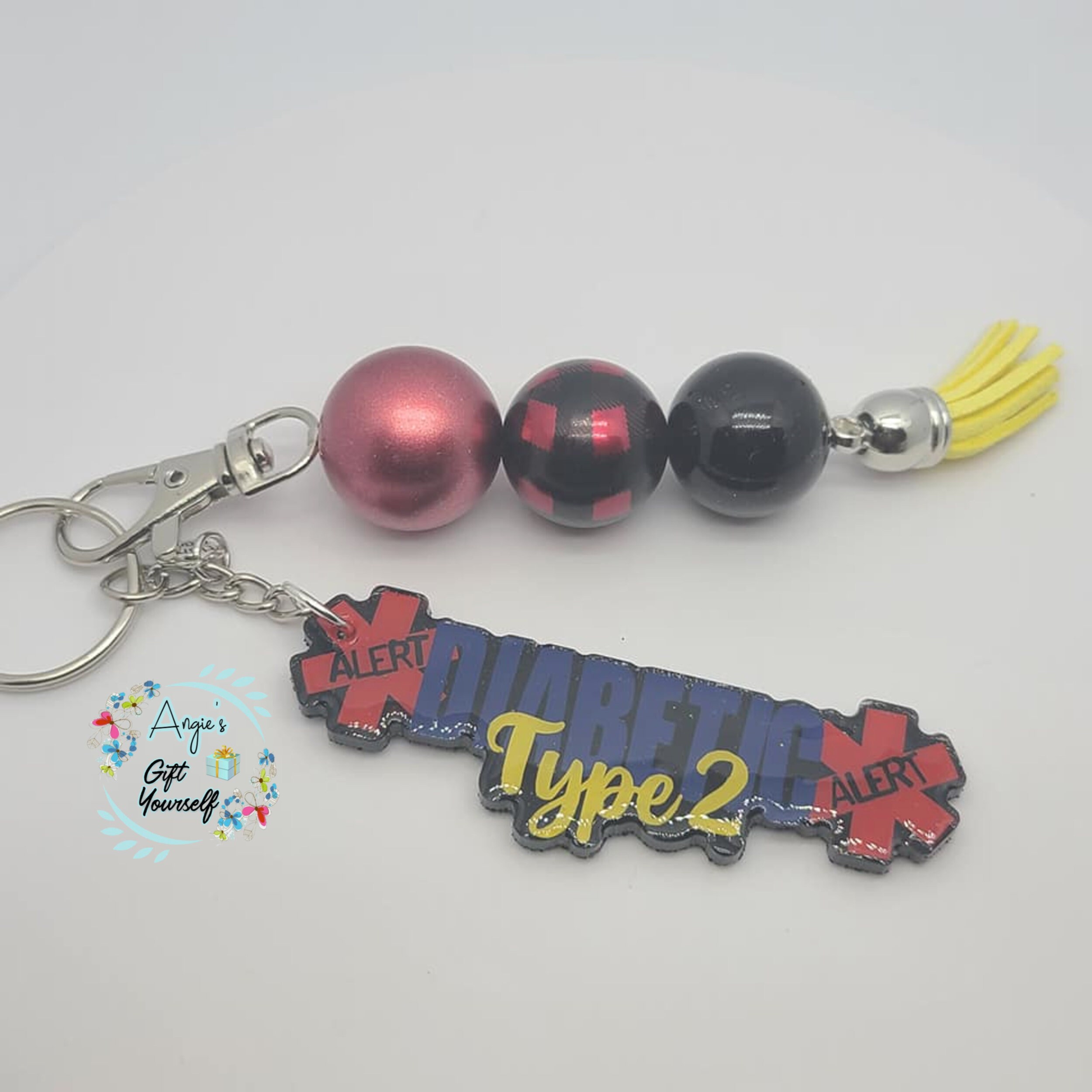 Diabetes Beaded Keychain Type 2 Diabetes Keychain Etsy