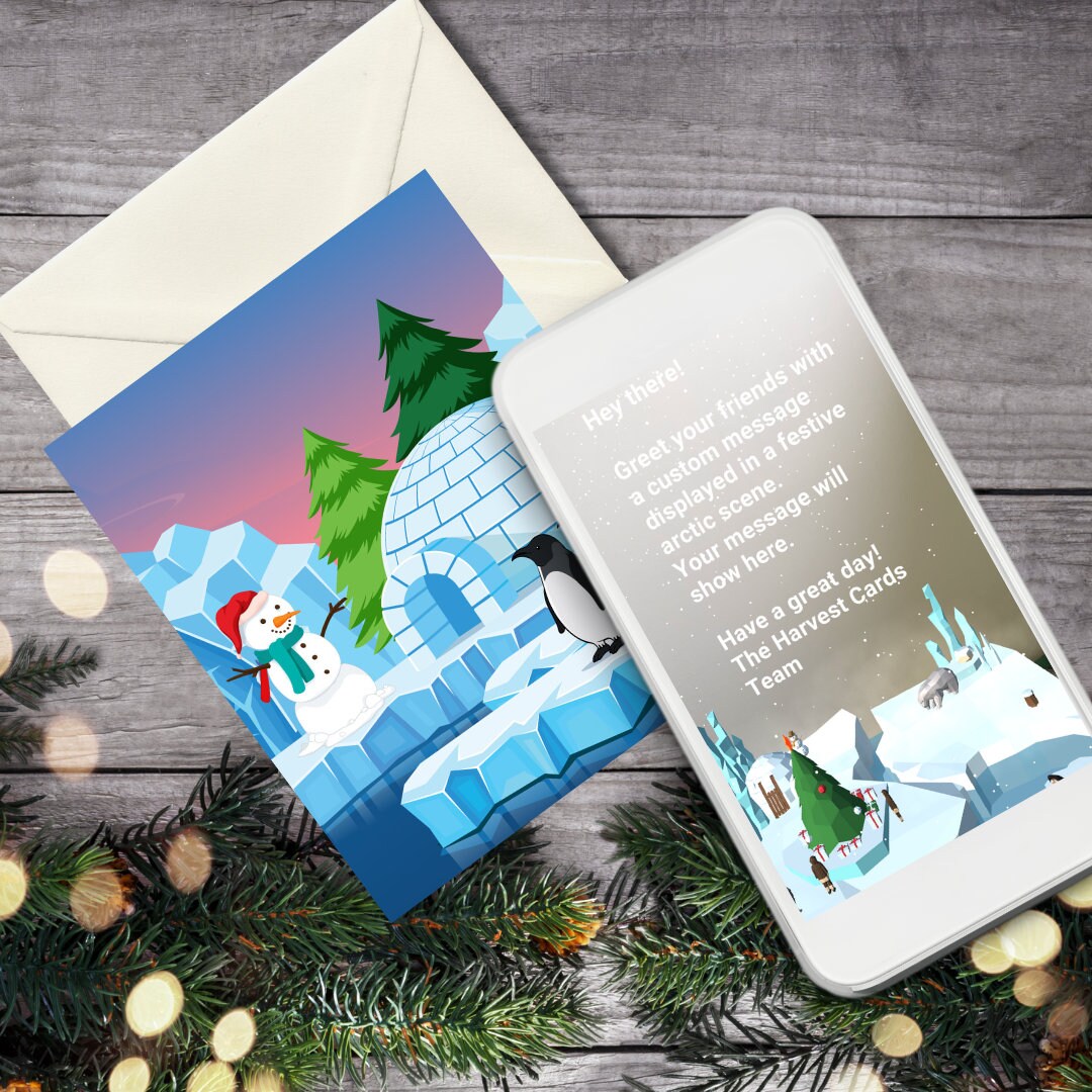 Blank Augmented Reality Christmas Card Printed Winter Scene Customized