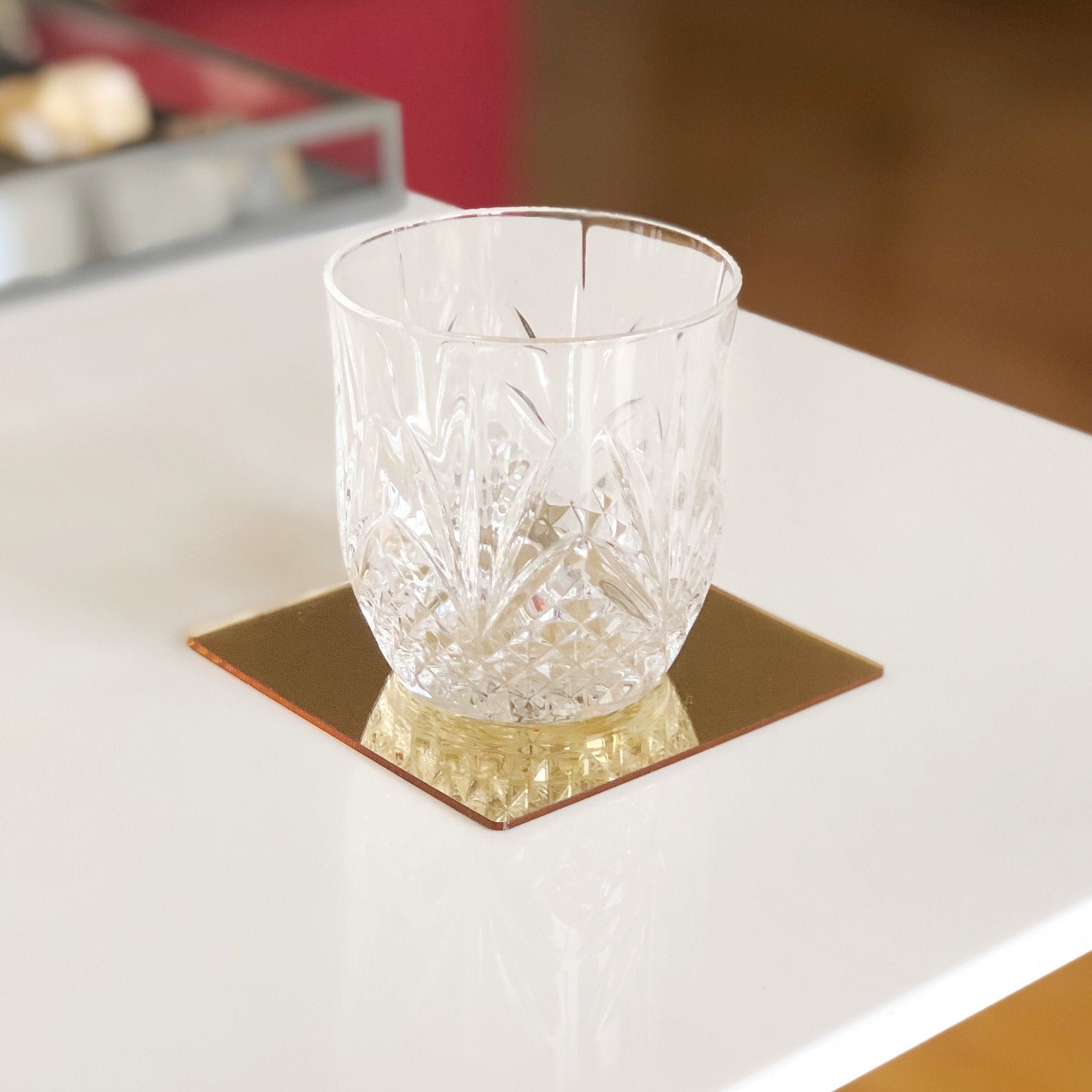 Mirror Coasters Gold Table Decor Coaster Gold Wedding Etsy