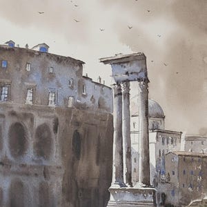 Teatro Marcello, acquerello originale, acquerello Roma, acquerello Italia