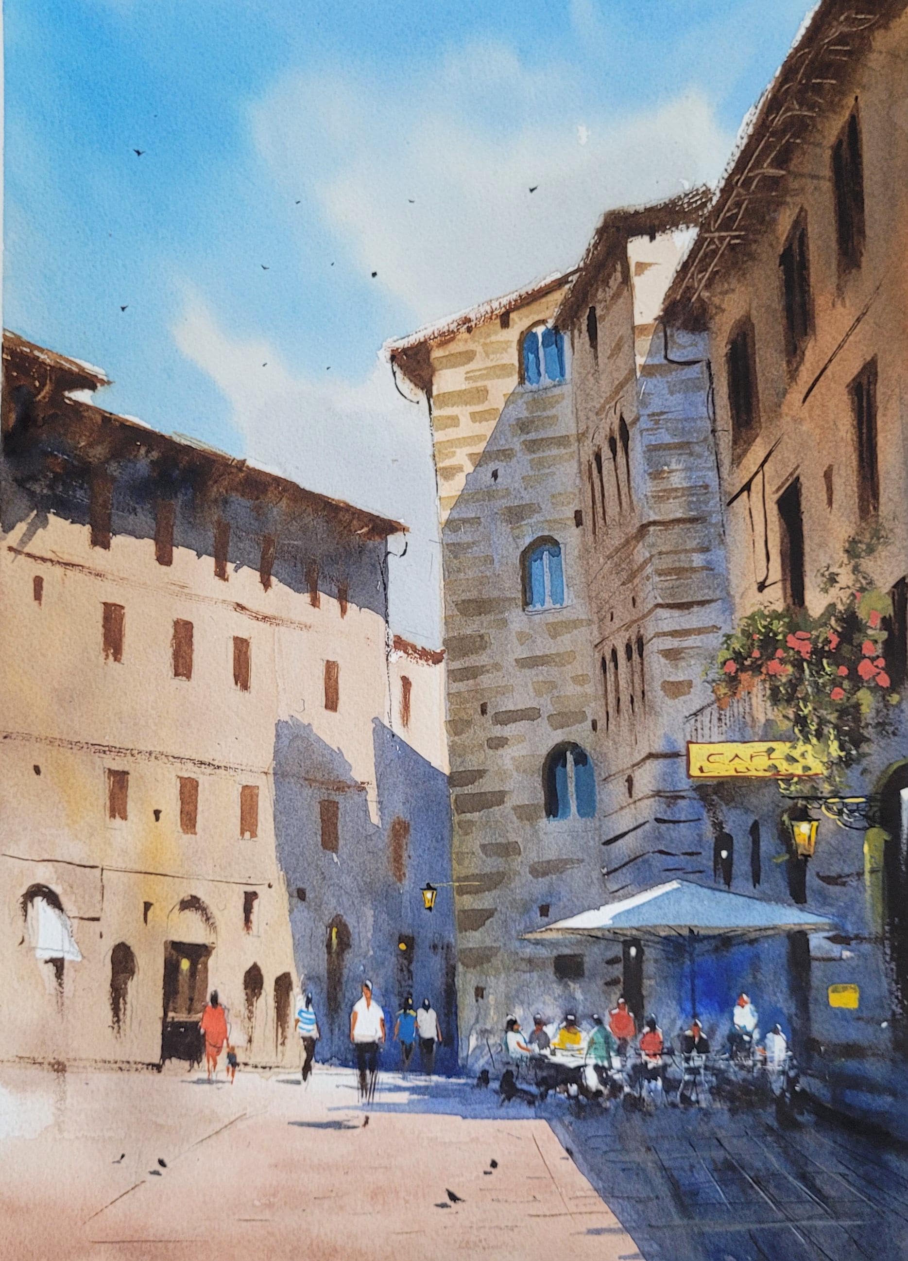 San Gimignano Original Watercolor - Etsy