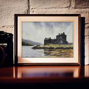 Eilean Donan Castle Original Aquarell Malerei Schottland Landschaft Malerei Donnan Island UK Bild 4