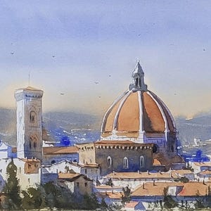 Duomo Cathedral, Florence, Original Watercolor painting, Italy Cityscapes, Watercolorlord