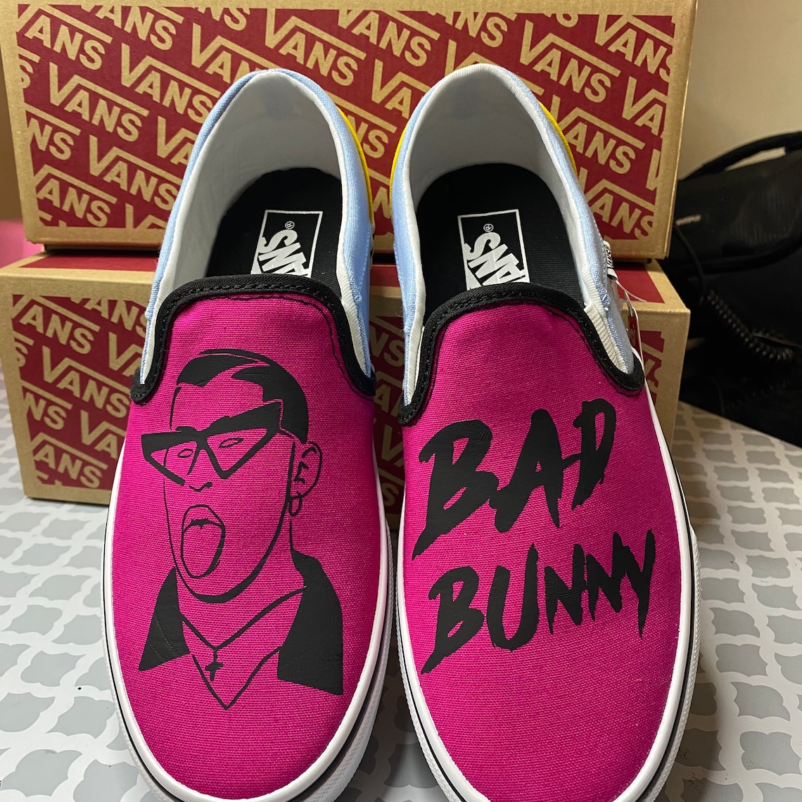 Bad Bunny Custom Vans Shoes Color Block size 8.5 womens Etsy