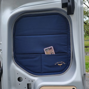 Stelletek Ford Transit Connect 2014-2023 Van Window cover curtains, shades, Custom, Insulated, Rear Barn door windows set, Vanlife
