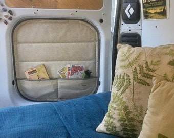 Stelletek Ram Promaster back barn door Van Window covers featuring Pockets!  curtains, shades, Custom, Insulated, Vanlife