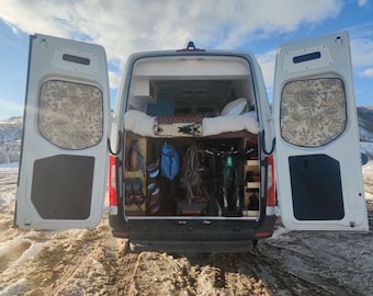 Stelletek Mercedes Sprinter 2019-2024 Van Window cover curtains, shades, Custom, Insulated, back barn door windows, Vanlife, stealth