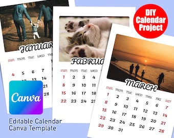 Editable Calendar Template Canva | Minimalist Printable Planner | Customizable Text & Images | 2026 Digital Download