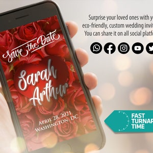 Save The Date, Wedding Video Invitation, Wedding Animated Card, Digital Invitation, Personalized Video Invitation, Custom Wedding Invite