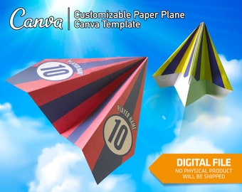 Custom Paper Plane Template Airplane Birthday Decorations Paper Airplane Editable Template