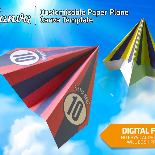 Custom Paper Plane Template Airplane Birthday Decorations Paper Airplane Editable Template