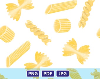 Digital Paper Seamless Pattern Pasta Clipart Pasta Pattern Fabric Design Italian Food Clipart