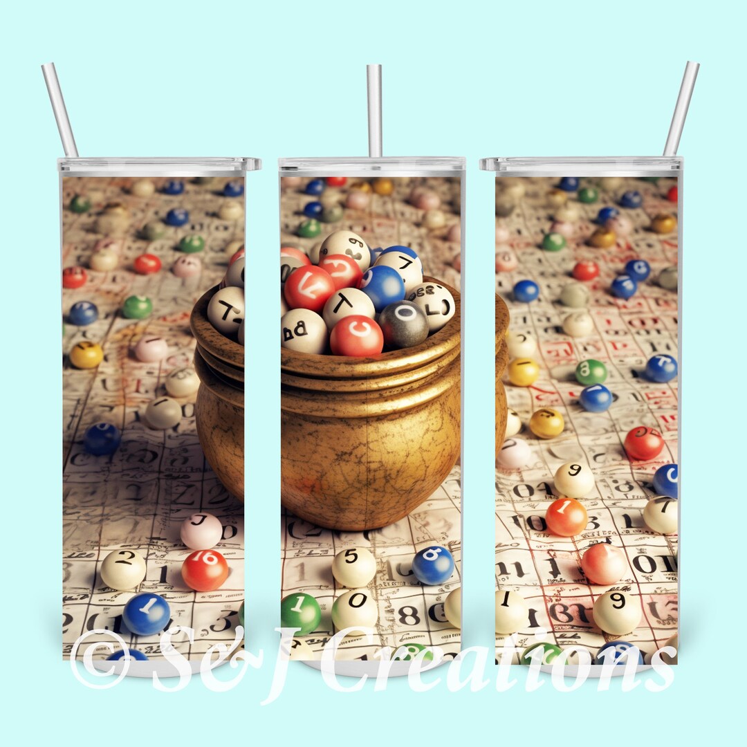 Bingo Balls Tumbler 20 Ounce Skinny Tumbler Etsy