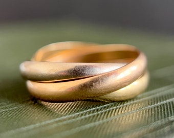Vintage Trinity Ring, Cartier Style Trinity Ring, 18k Gold 1880s