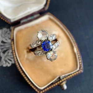 Antique Victorian Ring, Antique Diamond Ring, Gold & Silver 1870s