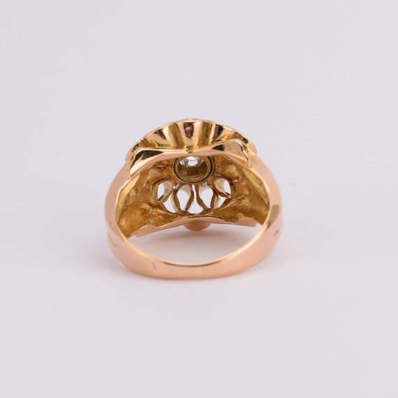 Retro Diamond Ring, Cocktail Ring,  18K Reddish G… - image 5