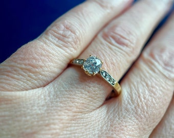 Antique Ring, Victorian Diamond Ring, Antique Engagement Ring, 18k Yellow Gold 1880s