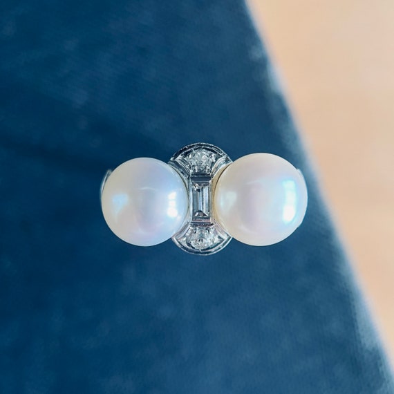 Art Deco Ring, Antique Diamond Ring, Diamond & Pe… - image 4
