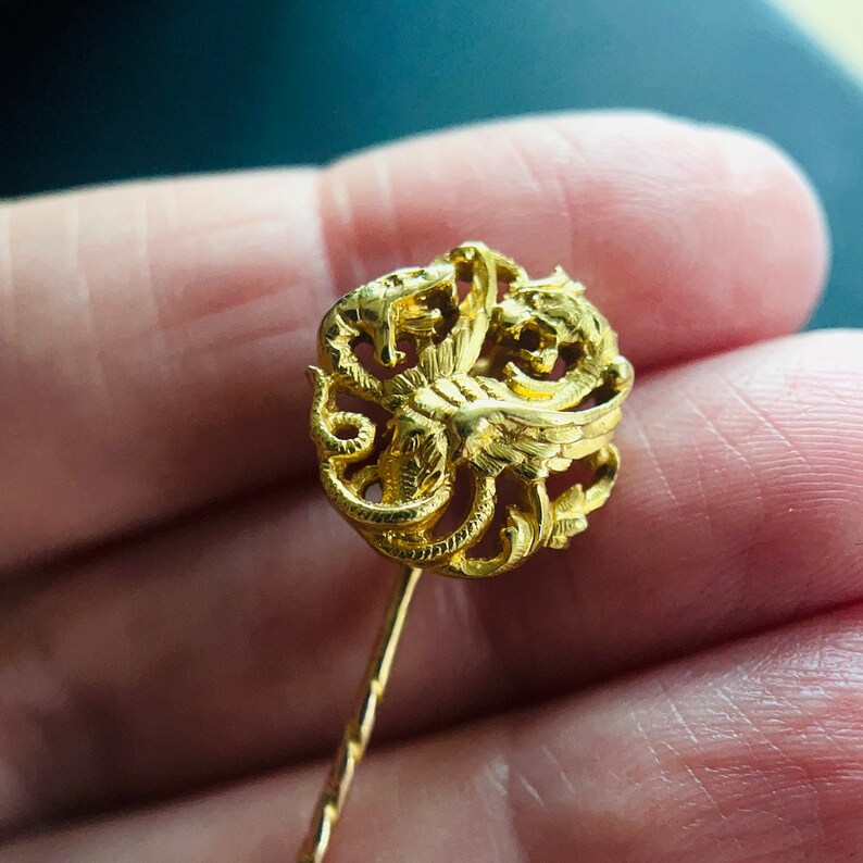 Épingle De Cravate Antique (Tie Pin) - Design Art Nouveau - Laiton - Occasion - Pièce De Collection