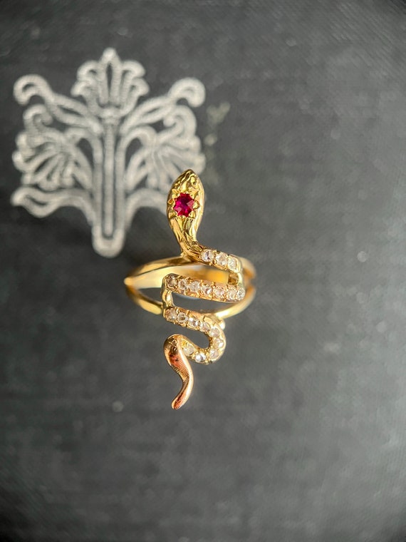 Antique Victorian Ring, Victorian Snake Ring, Ant… - image 2