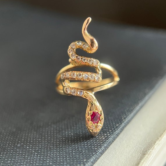 Antique Victorian Ring, Victorian Snake Ring, Ant… - image 1