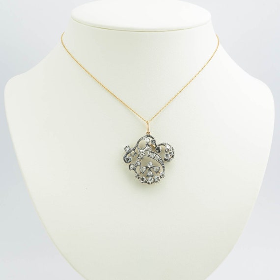 Antique Victorian Silver & Gold Diamond Pendant 18