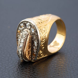 Retro Ring, Vintage Diamond Cocktail Ring, 18k Gold & Platinum 1940s