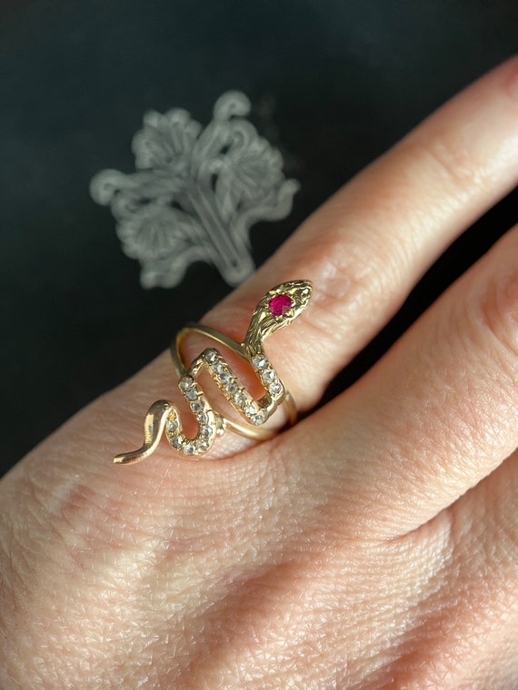 Antique Victorian Ring, Victorian Snake Ring, Ant… - image 5