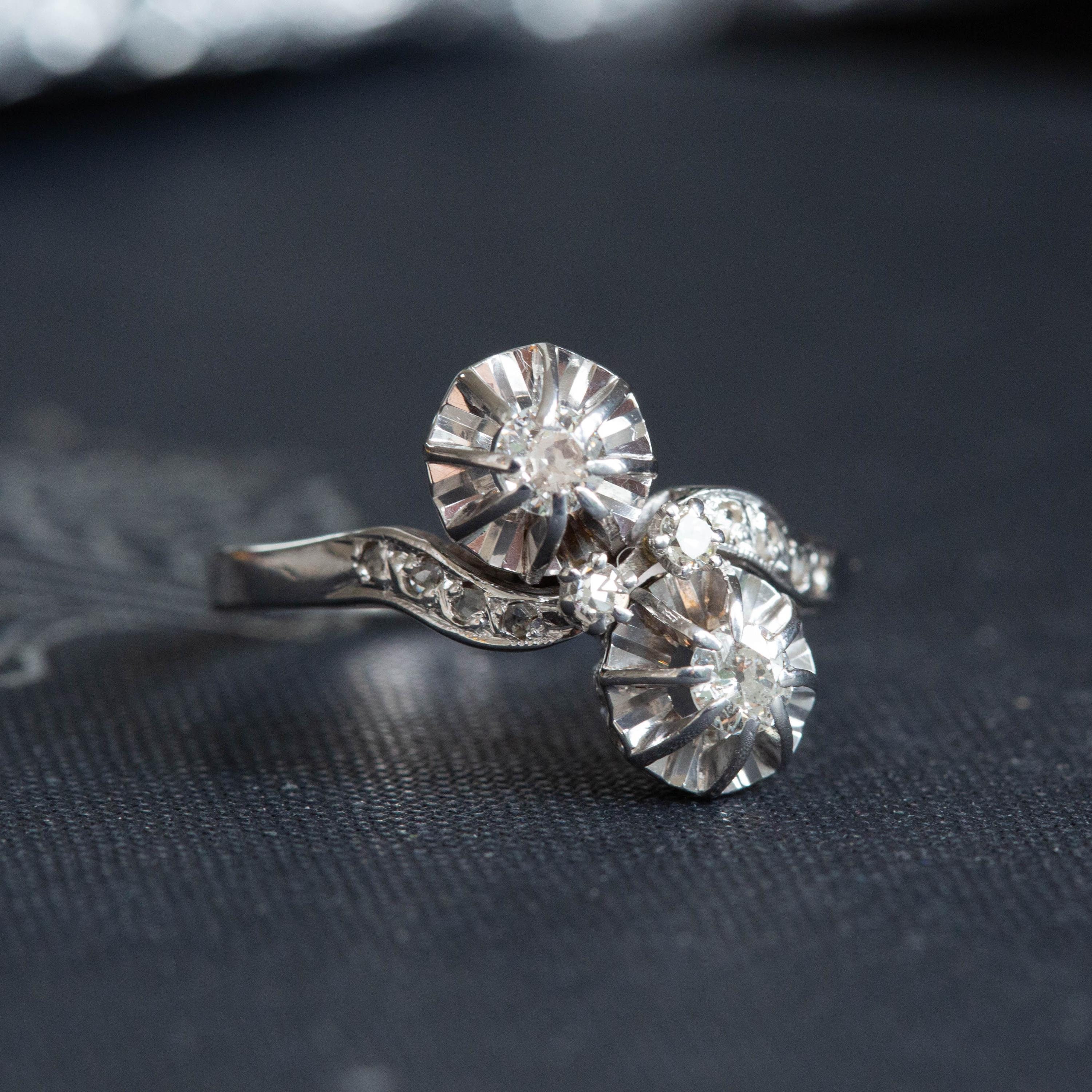 Art Nouveau Style Diamond Ring, Vintage Diamond Ring