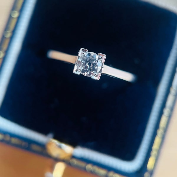 Art Deco Diamond Ring, Antique Engagement Ring, Antique Diamond Ring, 18k White Gold & Platinum 1918s