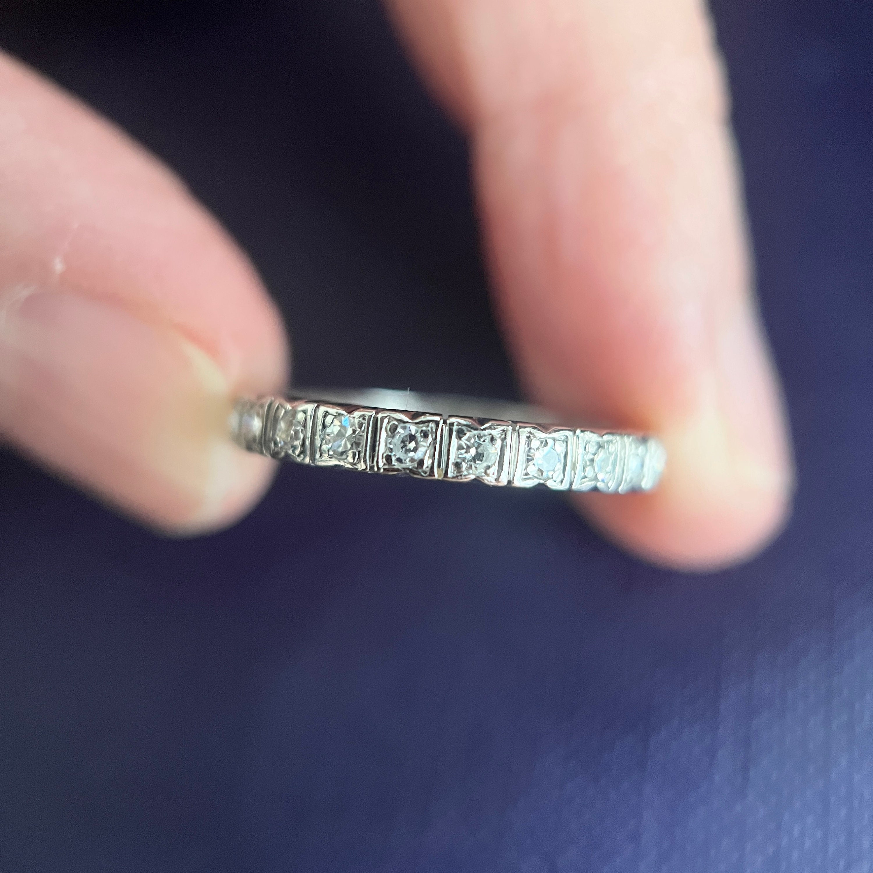 Vintage Eternity Ring, Diamond Wedding Band, 0.50 Ctw Platinum 1970S