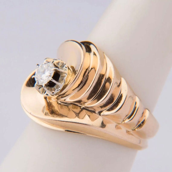 Retro Diamond Ring, 18K Yellow & White Gold 1940s