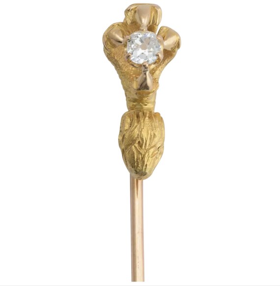 Antique Diamond Tie Pin, Victorian Stick Pin, 18k