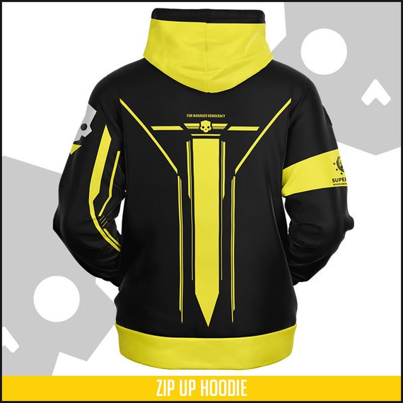 【DISCERNMENT】Javelin high face hooded zip-up Helldiving Gear Full Zip Hoodie, Video Game, Steam| Athletic