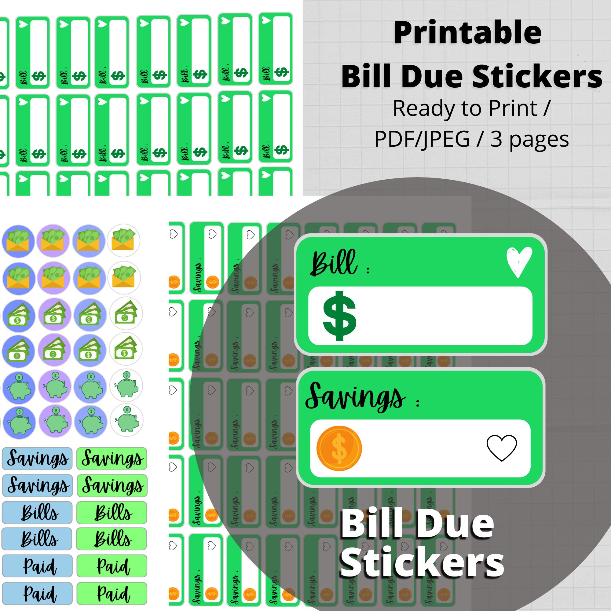 Bill Due Labels Printable Planner Stickers Planner | Etsy