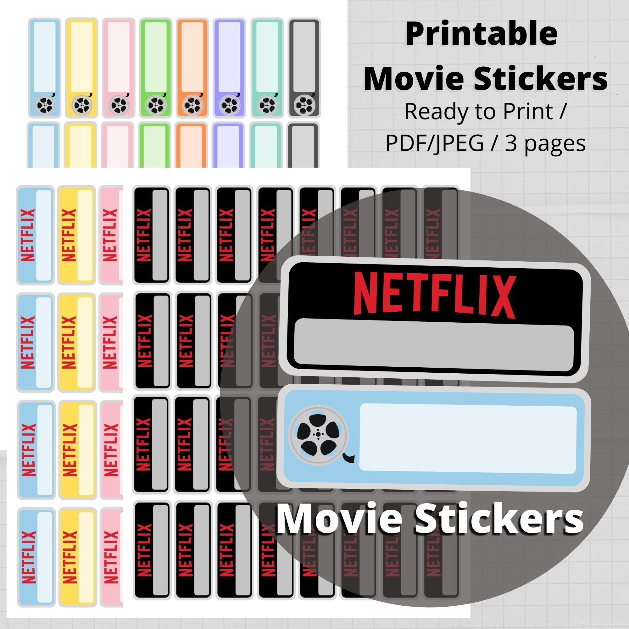 Printable Netflix Reminder Stickers Planner Stickers Movie | Etsy
